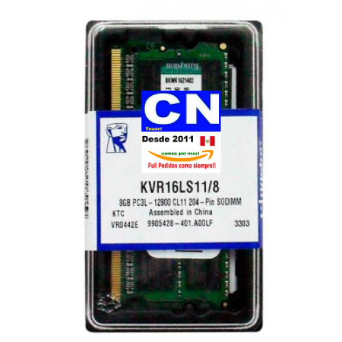 Memoria Kingston KVR16LS11/8WP, 8GB, DDR3L SODIMM, 1600 MHz