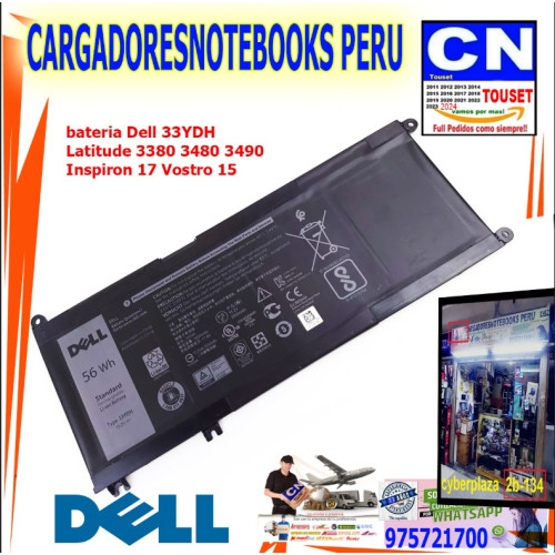 bateria dell 33ydh 3380 3480 3490 vostro 15 inspiron 17
