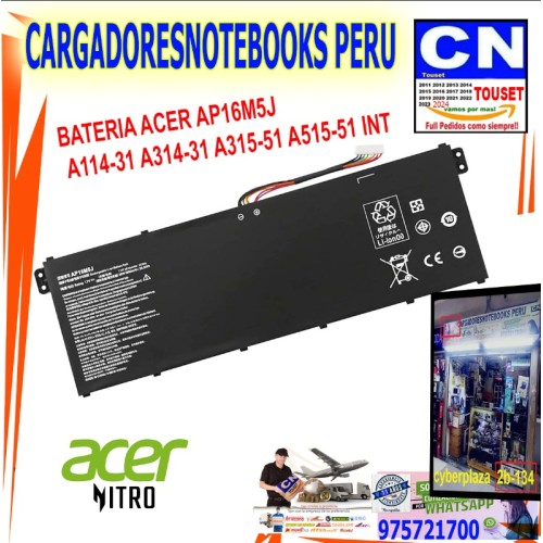 BATERIA ACER AP16M5J A114-31 A314-31 A315-51 A515-51 INT
