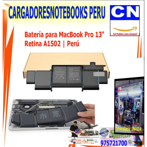 Batería para MacBook Pro 13" Retina A1502 | Perú Batería para MacBook Pro 13" Retina A1502 | Perú