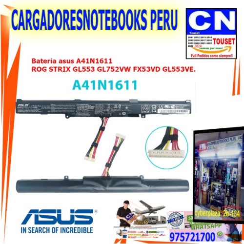 Bateria asus A41N1611  ROG STRIX GL553 GL752VW FX53VD GL553VE.