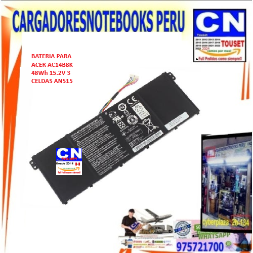 BATERIA PARA ACER AC14B8K 48Wh 15.2V 3 CELDAS AN515 52 E3-