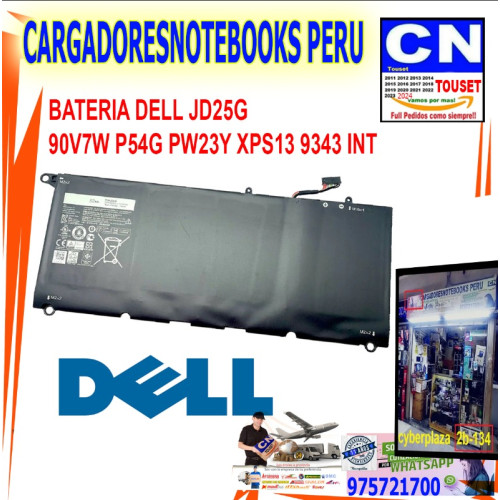 bateria dell jd25g 90v7w p54g pw23y xps13 9343