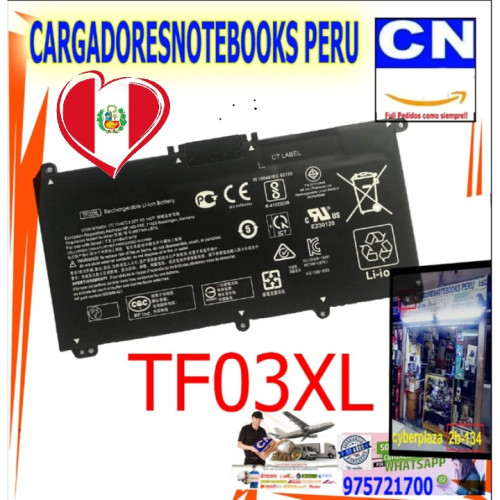 Batería HP TF03XL Pavilion 15-CC 15-CD 14-BF en Perú