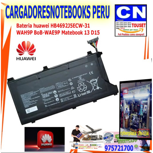 bateria huawei hb4692j5ecw-31 wah9p wae9p matebook 13 d15