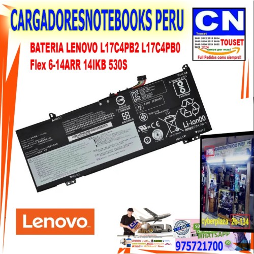 BATERIA LENOVO L17C4PB2 L17C4PB0  Flex 6-14ARR 14IKB 530S