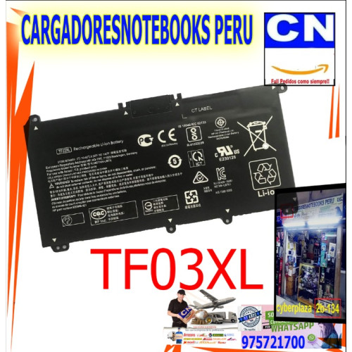 BATERIA PARA HP HSTNN-UB7J TF03XL  3 CELDAS 15 CC INT