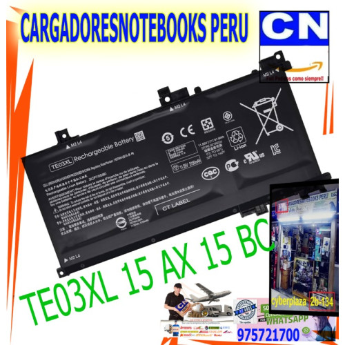 BATERÍA TE03XL PARA LAPTOP HP Pavilion Power 15-CB, Gaming 15-CX