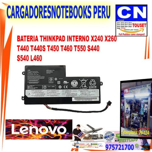 BATERIA THINKPAD INTERNO X240 X260  T440 T440S T450 T460 T550 S440  S540 L460