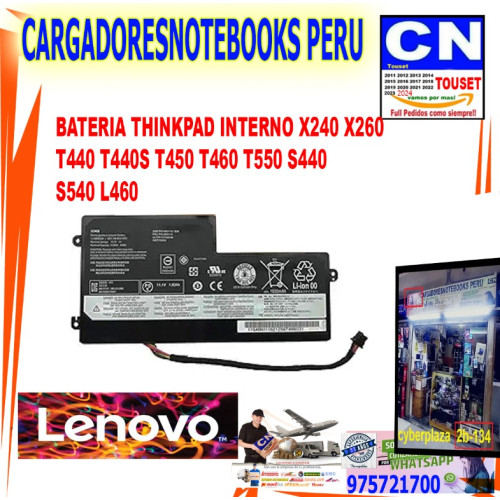 BATERIA THINKPAD LENOVO INTERNO X240 X260 T440 T460 L460  T550 T450