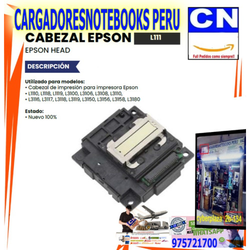 cabezal epson L1110, L1118, L1119, L3100, L3106, L3108, L3110