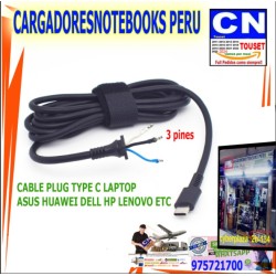 CABLE PLUG TYPE C LAPTOP ASUS HUAWEI DELL HP LENOVO ETC