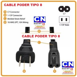 Cable Poder Tipo 8 Ocho Tv Impresora Radio Dvd 1.5MT