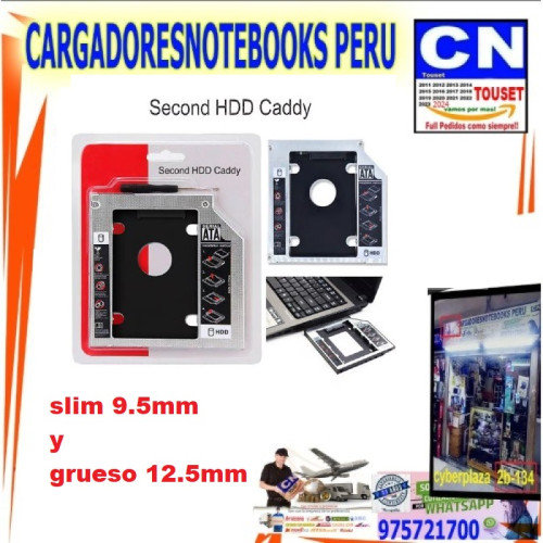 caddy para disco de laptop slim y grueso