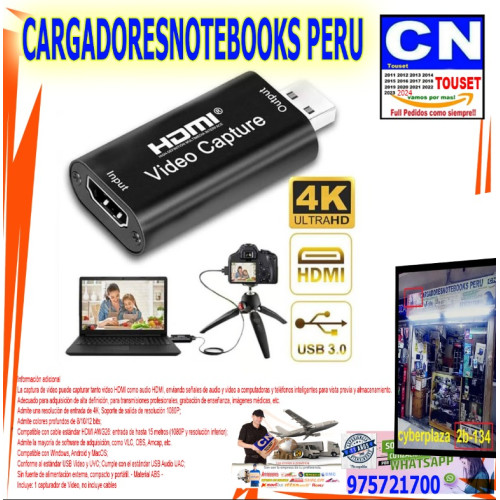 Capturadora De Video Hdmi usb