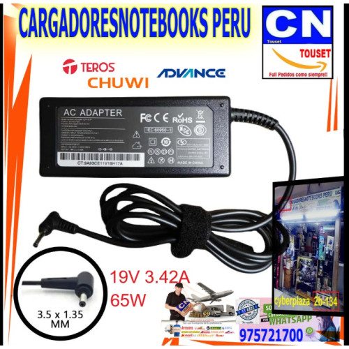 CARGADOR PARA CHUWI 19V 3.42A 65W 3.5x1.35