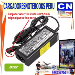 Cargador Acer 19v 2.37a 3.0*1.1mm  original punta fina corta