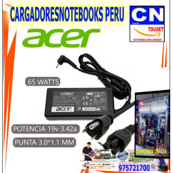 CARGADOR PARA ACER 19V 3.42A 65W 3.0X1.1 PUNTA FINA