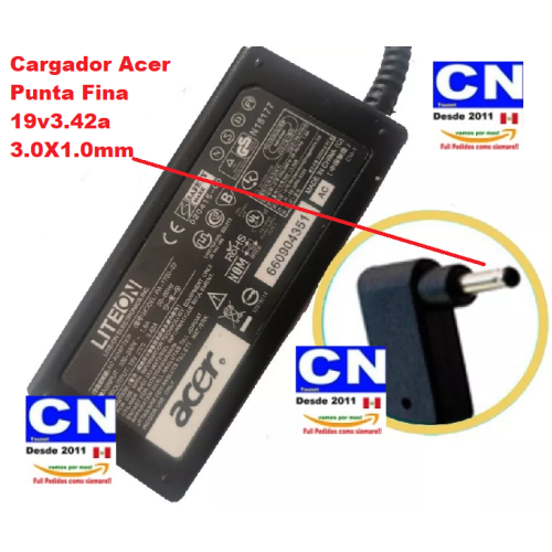 Cargador Acer Punta Fina 19v3.42a 3.0 X 1.0