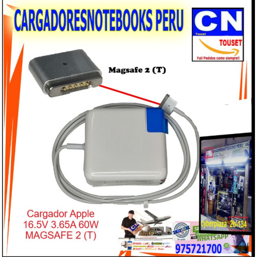 cargador apple 16.5v 3.65a 60w magasafe 2