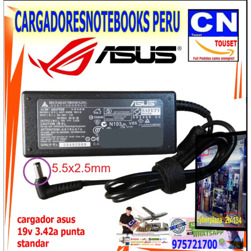 cargador asus 19v 3.42a punta grueso 65w generico