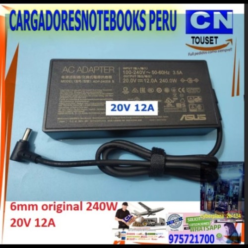 cargador asus 20v 12a 6.0 x 3.7mm 240w