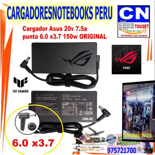 Cargador Asus 20v 7.5a  punta 6.0 x3.7 150w ORIGINAL