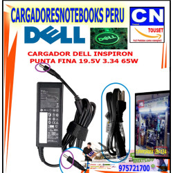 cargador dell 19.5v 3.34a 65w punta fina
