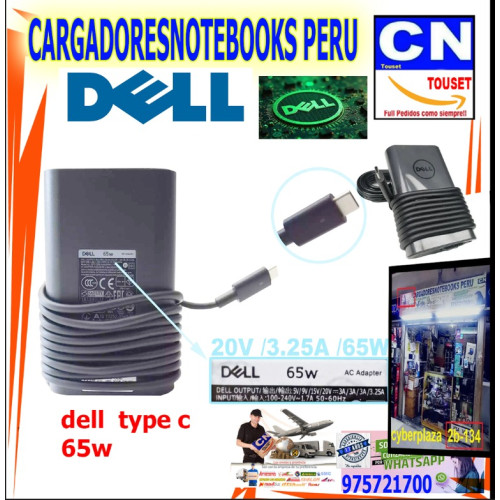 cargador dell 20v 3.25a 65w type c original