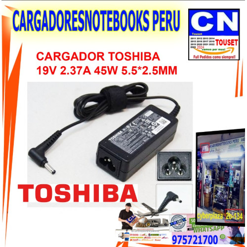 CARGADOR GENERICO TOSHIBA 19V 2.37A 5.5X2.5MM