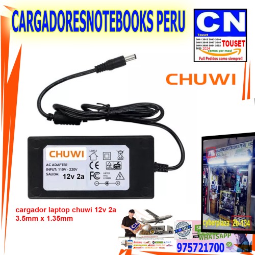 cargador laptop chuwi 12v 2a 3.5mm x 1.35mm