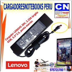 cargador lenovo 20v 3.25a largito 65w5.5x2.5 punta marron