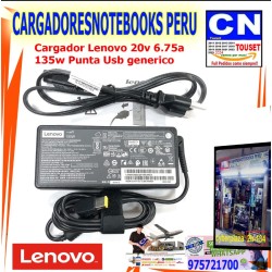 Cargador Lenovo 20v 6.75a  135w Punta Usb generico