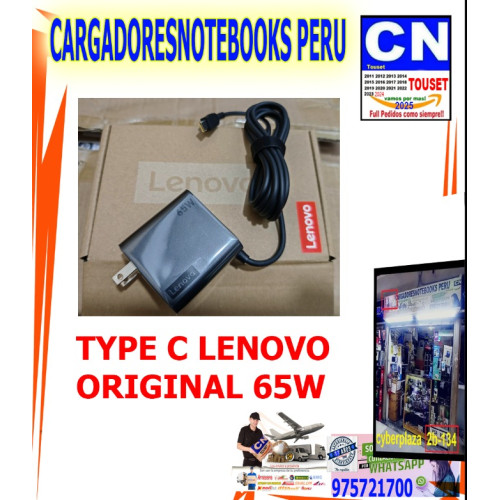 CARGADOR LENOVO 65W 240V 20.0V-3.25A, USB TIPO C original CARGADOR LENOVO 65W 240V 20.0V-3.25A, USB TIPO C original