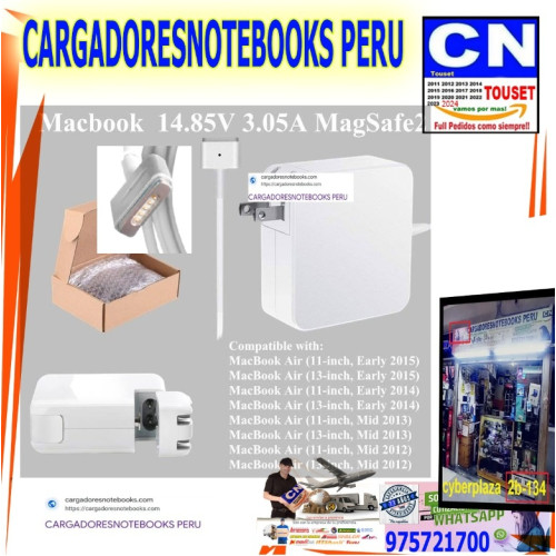 CARGADOR MAGSAFE 2 PRO PARA APPLE 14.85V 3.05A 45W