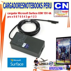 cargador Microsoft Surface 65W 15V 4A  pro x 9 8 7 6 5 4 3 go 1