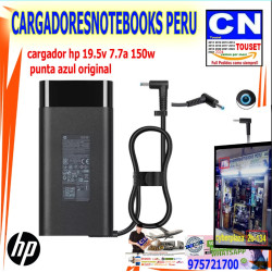 Cargador original Para Laptop HP 19.5V 7.7A Punta Azul 150W