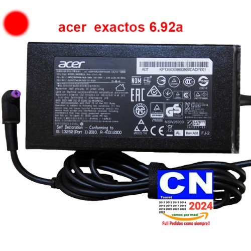 CARGADOR PARA ACER 19.5V 6.92A 135W 5.5*1.7 PUNTA MORADA