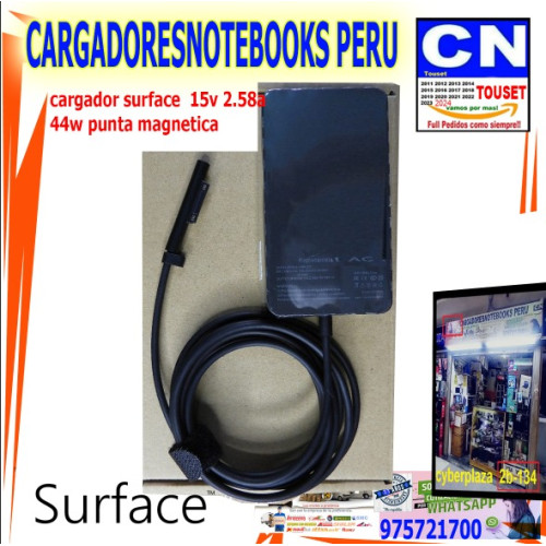 CARGADOR PARA MICROSOFT SURFACE 15V 2.58A 44W PUNTA MAGNETICA
