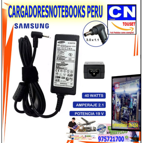 CARGADOR samsung 19v 2.1a punta fina 40w