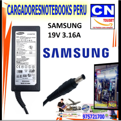 CARGADOR samsung 19v 3.16a punta aguja 65w