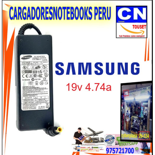 CARGADOR samsung 19v 4.74a punta aguja 90w