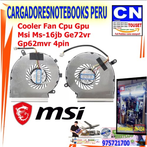 Cooler Fan Cpu Gpu Msi Ms-16jb Ge72vr Gp62mvr 4pin