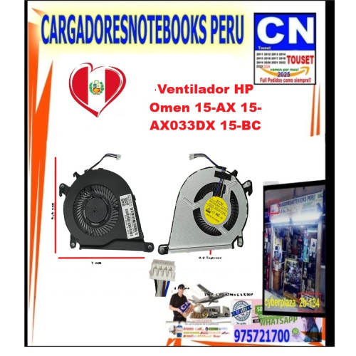 Cooler Fan para HP Omen 15-AX 15-BC | Ventilador CPU GPU Repuesto