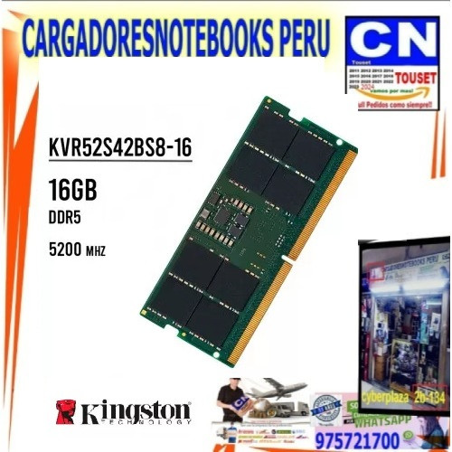 Memoria SO-DIMM Kingston 16GB DDR5-5200MHz, PC5