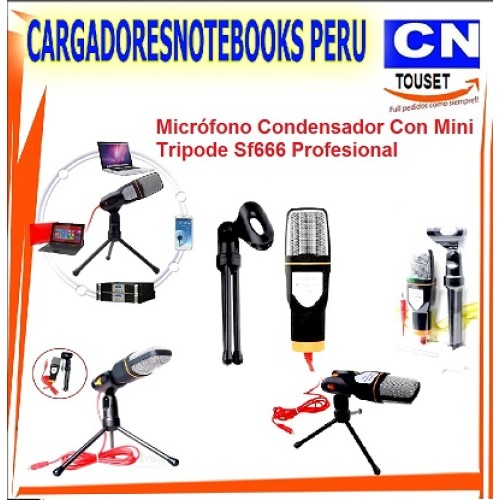 MICROFONO CONDENSADOR CON MINI TRIPODE SF666 PROFESIONAL