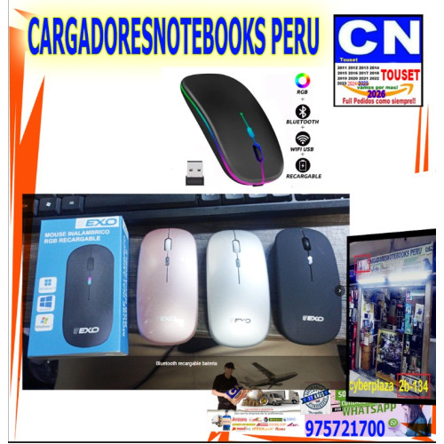 Mouse Inalambrico Bluetooth Recargable Rgb Usb exo