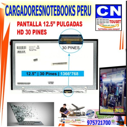 PANTALLA LAPTOP 12.5” PULGADAS  HD 30 PINES