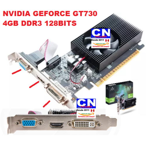 TARJETA VIDEO NVIDIA GEFORCE GT730 4GB GDDR3 128BITS