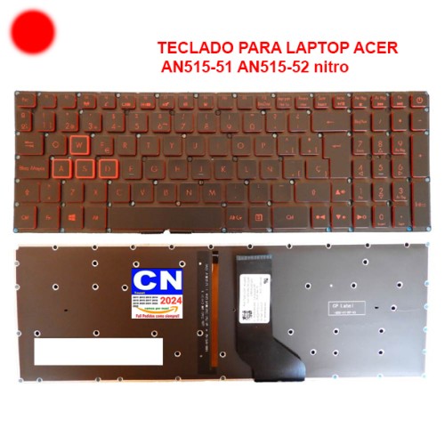 TECLADO PARA LAPTOP ACER AN515-51 AN515-52 NITRO ROJO